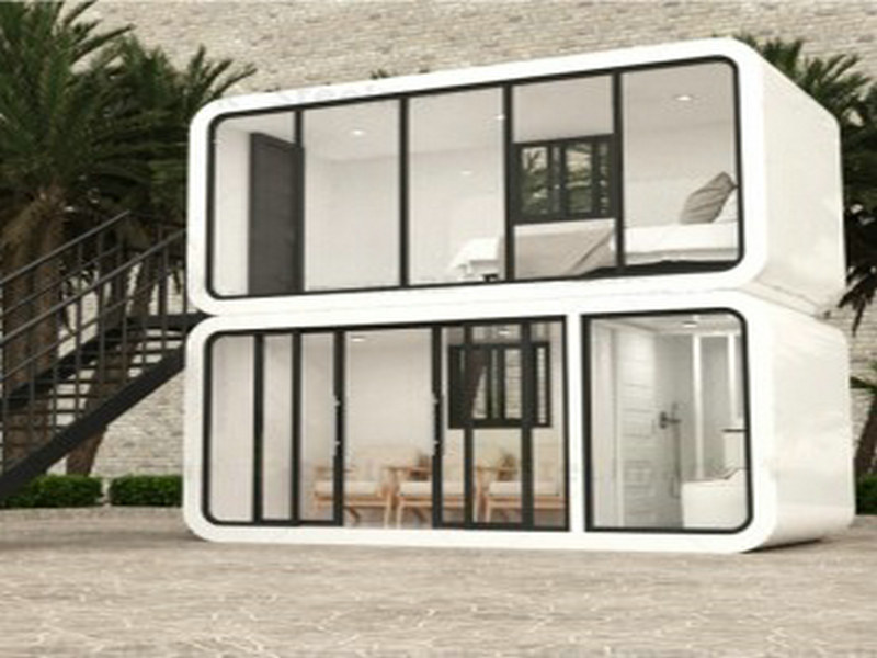 Sustainable Convertible space capsule house with bike storage