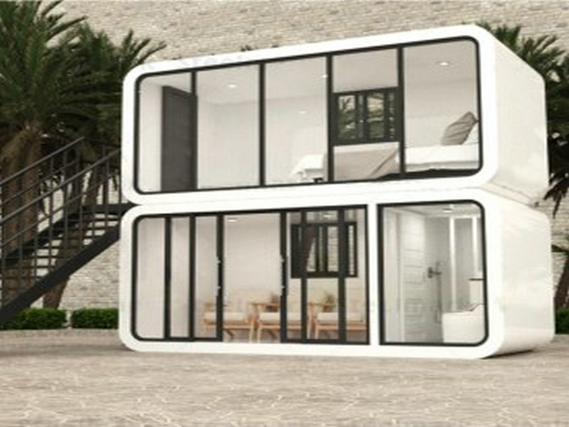 Sleek Eco Pod Living Spaces materials with Italian smart appliances