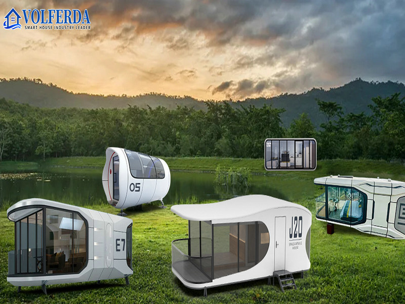 Charming Ready-made Futuristic Pod Living interiors with rainwater harvesting